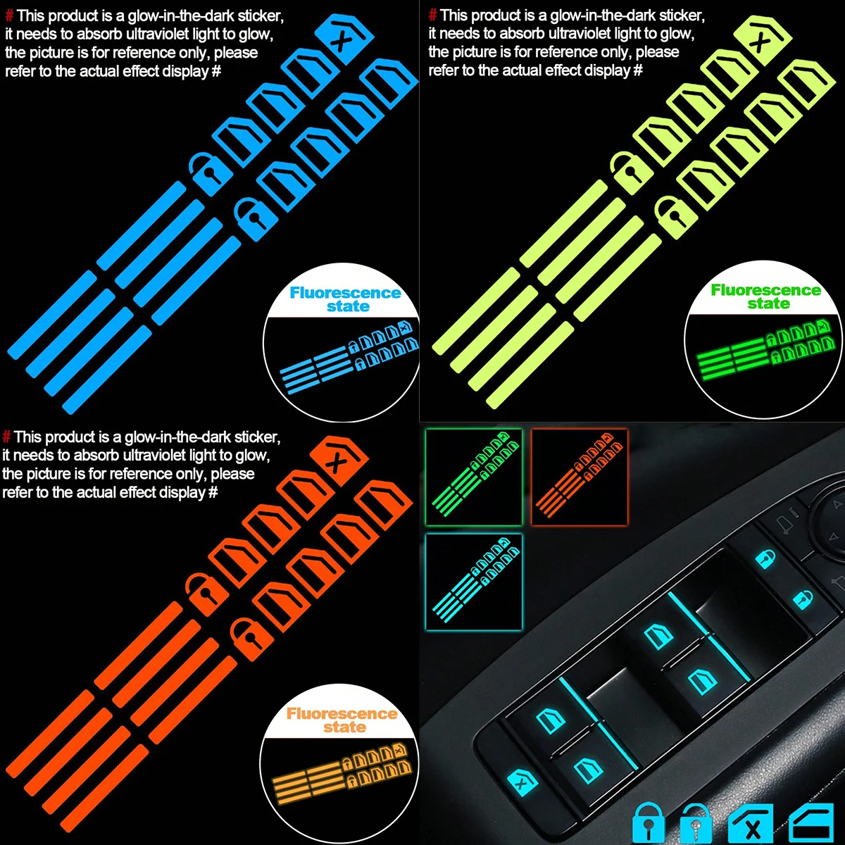 Car Accessories Quotes - 18 шт. светящихся наклеек для кнопок