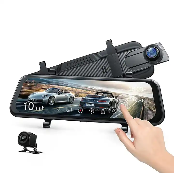 Car Dash Cam - 10-дюймовый зеркальный видеорегистратор с ночным видением