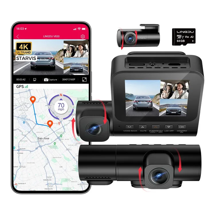 Car Dash Cam - Видеорегистратор LINGDU V630 4K с 2,4-дюймовым
