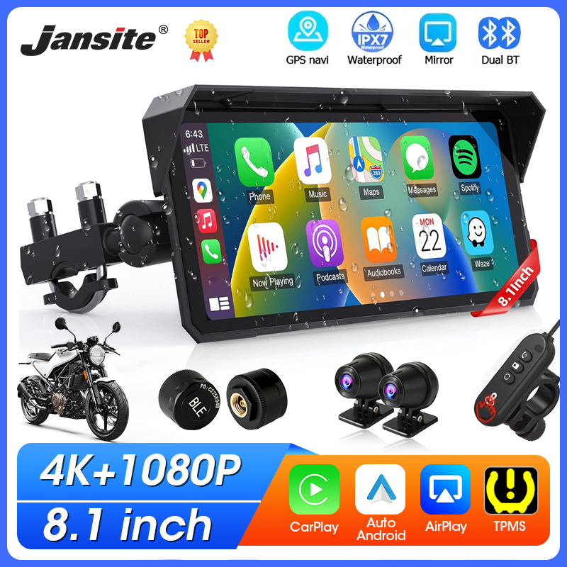 Car Dash Cam - Jansite 8,1-дюймовый 4K-экран для мотоцикла с